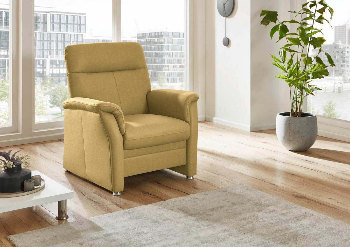 SESSEL in Flachgewebe Gelb  - Gelb/Alufarben, KONVENTIONELL, Textil/Metall (90/100/89cm) - Beldomo Comfort