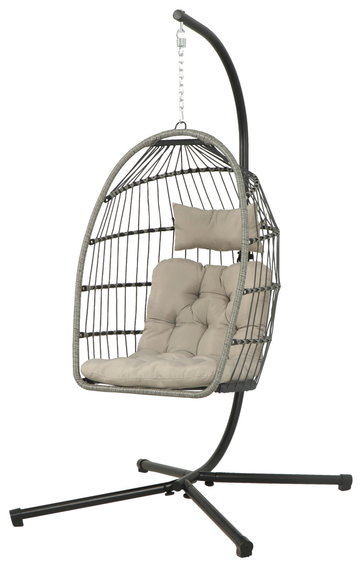 HÄNGESESSEL 100/198/100 cm Eisen  - Schwarz/Grau, Design, Kunststoff/Textil (100/198/100cm) - Ambia Garden