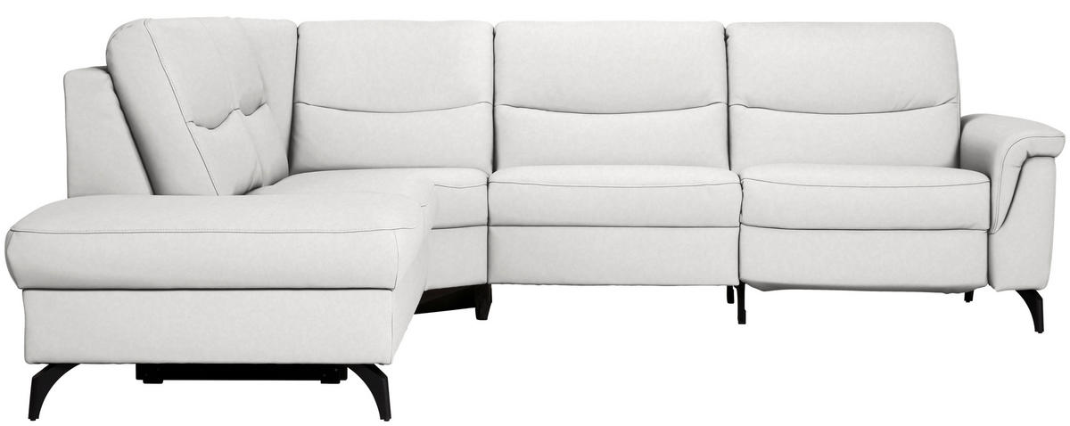 ECKSOFA in Echtleder Weiss  - Weiss/Anthrazit, Design, Leder/Metall (249/280cm) - Himolla Komfortklass