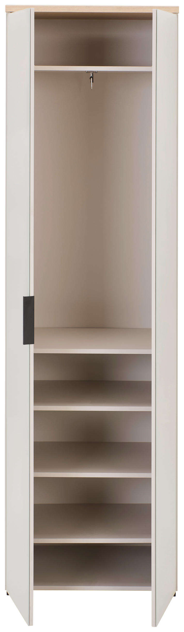 GARDEROBE 6-teilig  in 265/197/19 cm  - Kaschmir/Eichefarben, Design, Glas/Holzwerkstoff (265/197/19cm) - Voleo