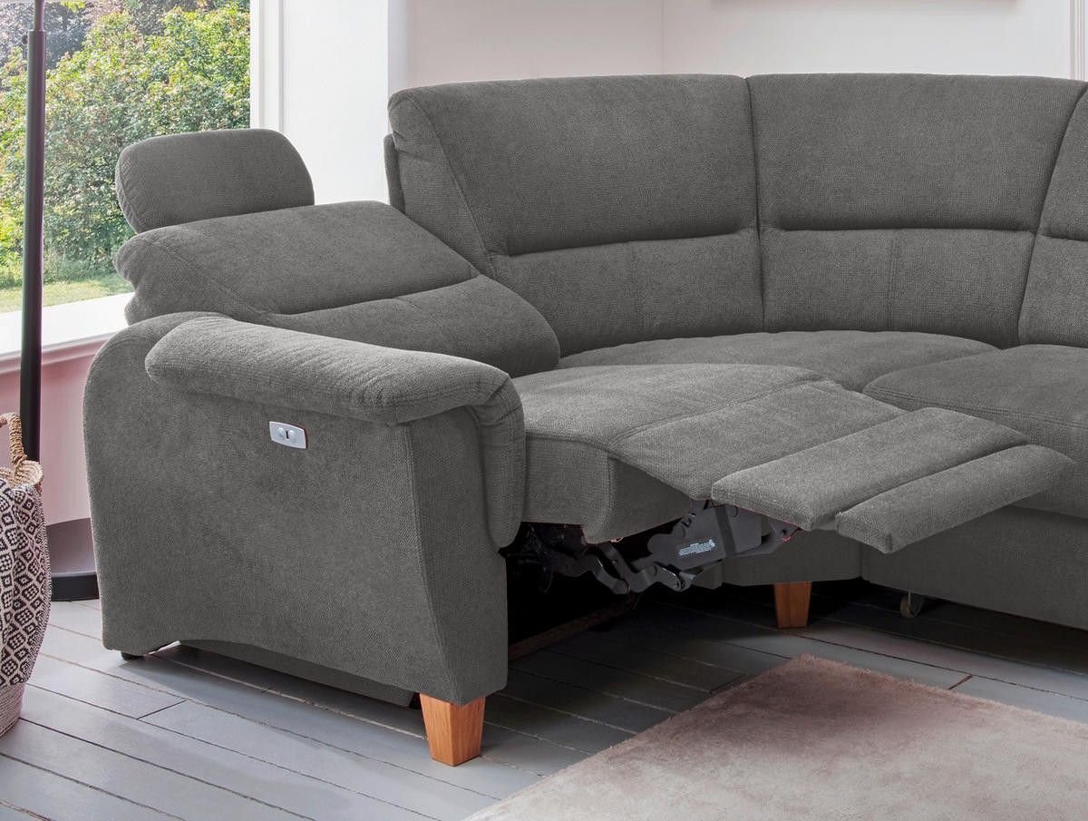 ECKSOFA in Struktur Dunkelgrau  - Wildeiche/Dunkelgrau, Konventionell, Holz/Textil (241/238cm) - Livetastic