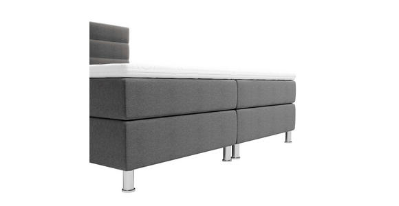 BOXBETT 160/200 cm,  in Anthrazit, Matratze, Bettkasten, Topper, H2 = mittel  - Chromfarben/Anthrazit, KONVENTIONELL, Textil/Metall (160/200cm) - Carryhome