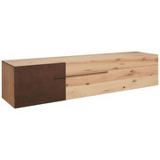 Lowboard in furniert, mehrschichtige Massivholzplatte (Tischlerplatte) Wildeiche Braun, Eichefarben, Schwarz - Eichefarben/Alufarben, Natur, Holz/Metall (224/50/54,4cm) - Voglauer