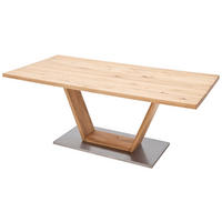 JEDÁLENSKÝ STÔL, trámový dub, farba duba, farba ušľachtilej ocele, 180/90/77 cm - farba ušľachtilej ocele/farba duba, Design, kov/drevo (180/90/77cm) - Livetastic