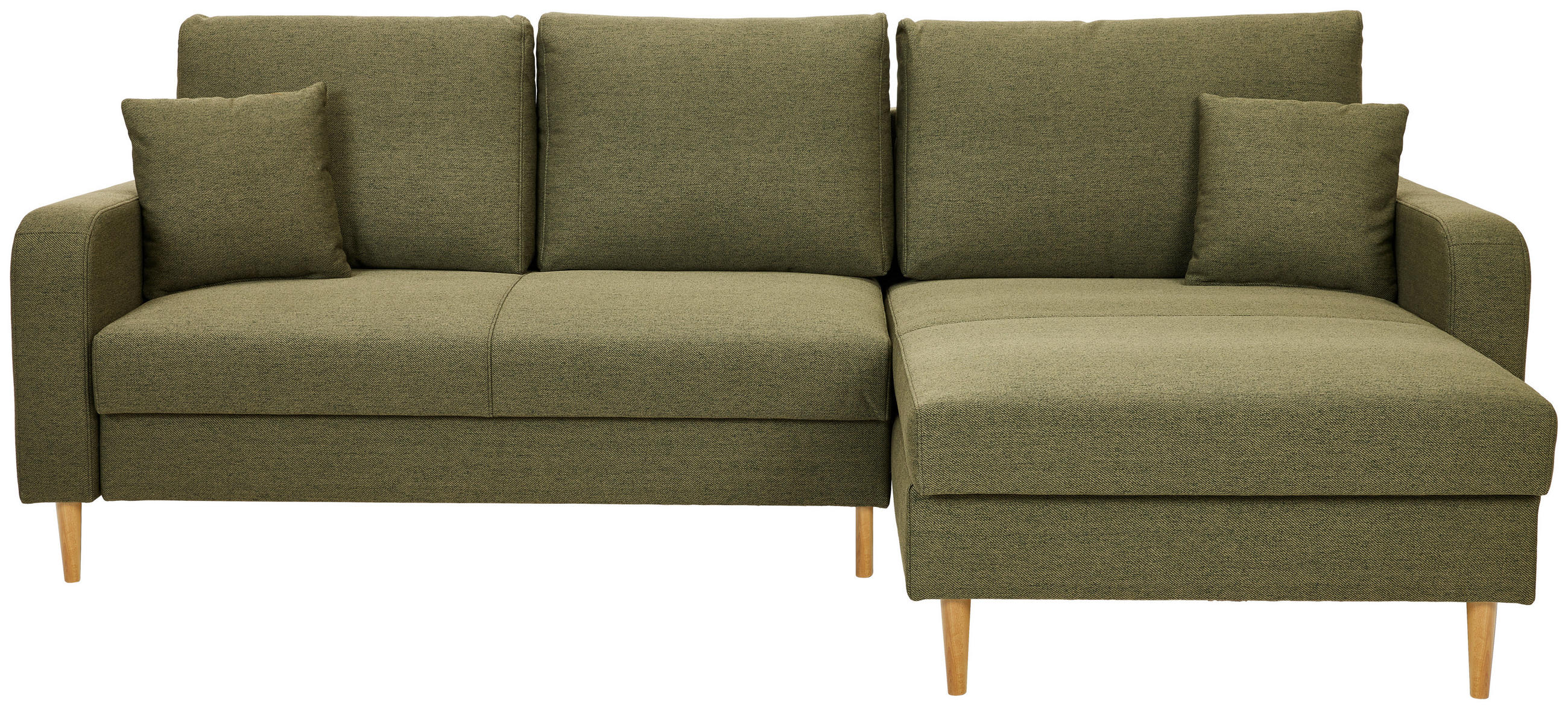 ECKSOFA in Flachgewebe Olivgrün  - Eiche Wotan/Olivgrün, Konventionell, Holz/Textil (255/157cm) - Carryhome