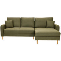 ECKSOFA in Flachgewebe Olivgrün  - Eiche Wotan/Olivgrün, Konventionell, Holz/Textil (255/157cm) - Carryhome