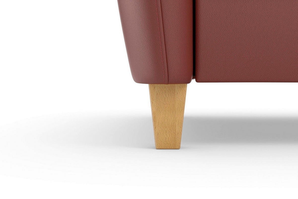 ECKSOFA PALMERA E in Echtleder Rotbraun  244/163 cm  - Rotbraun/Eichefarben, Basics, Leder/Holz (244/163cm) - Sit & More