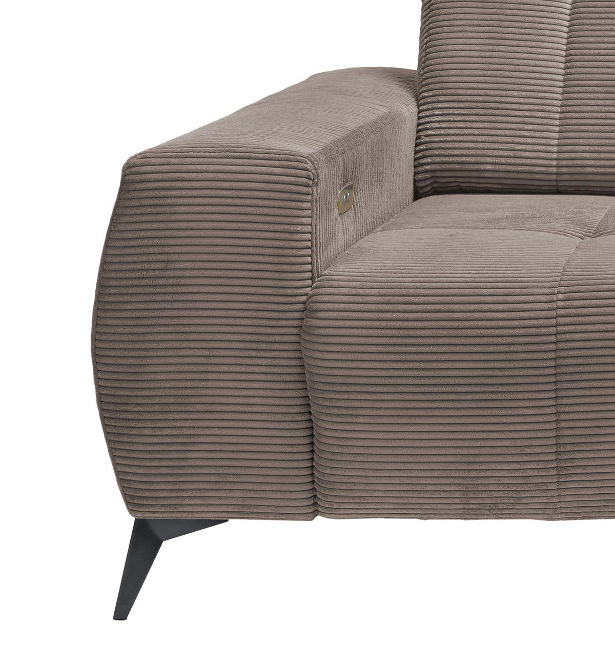 ECKSOFA in Cord Graubraun  258/180 cm  - Graubraun/Schwarz, MODERN, Textil/Metall (258/180cm) - Livetastic