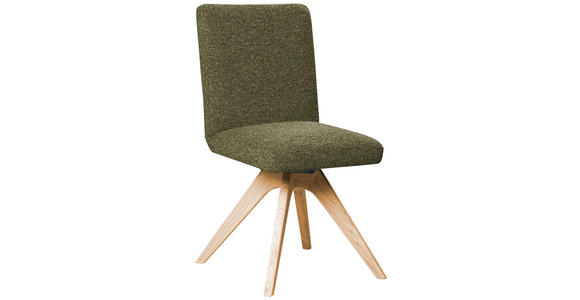 STUHL  Sitzfläche 360° drehbar Webstoff  - Eichefarben/Grün, KONVENTIONELL, Holz/Textil (47/89/60cm) - Linea Natura
