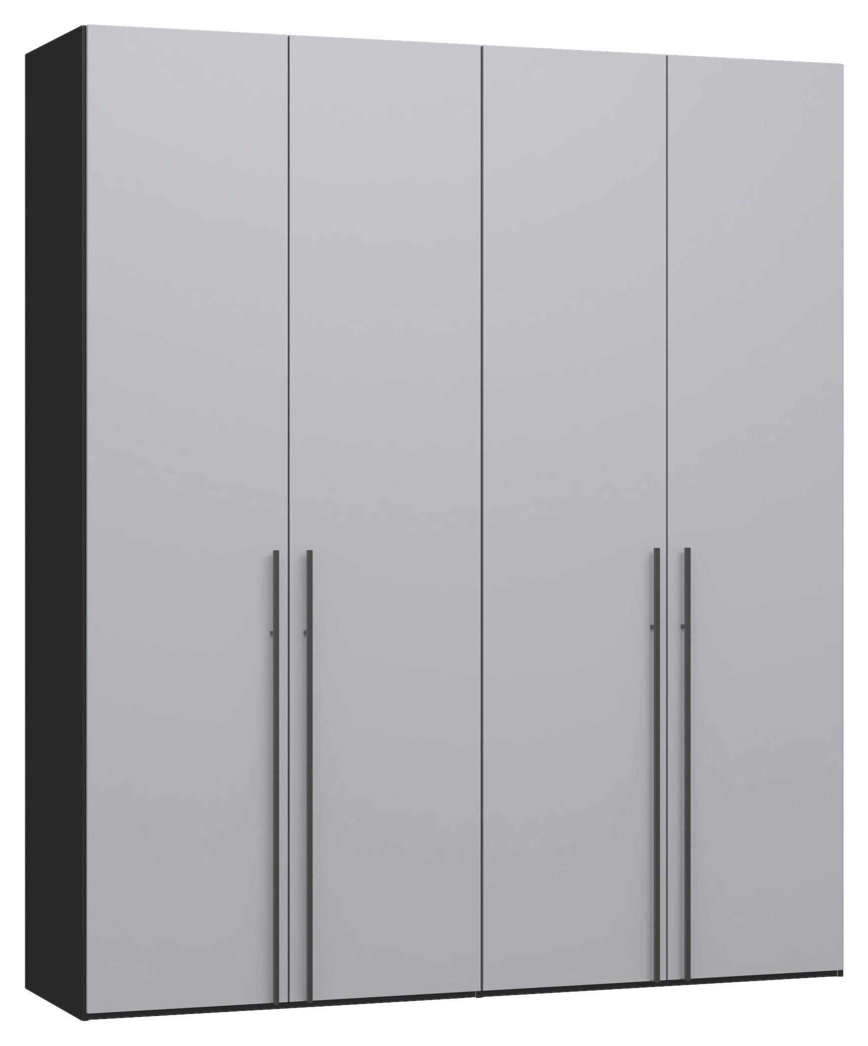 DREHTÜRENSCHRANK 203/236/59 cm,  in Schwarz, Hellgrau, 4-türig  - Titanfarben/Hellgrau, Design, Glas/Holzwerkstoff (203/236/59cm) - Jutzler