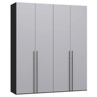 DREHTÜRENSCHRANK 203/236/59 cm,  in Schwarz, Hellgrau, 4-türig  - Titanfarben/Hellgrau, Design, Glas/Holzwerkstoff (203/236/59cm) - Jutzler
