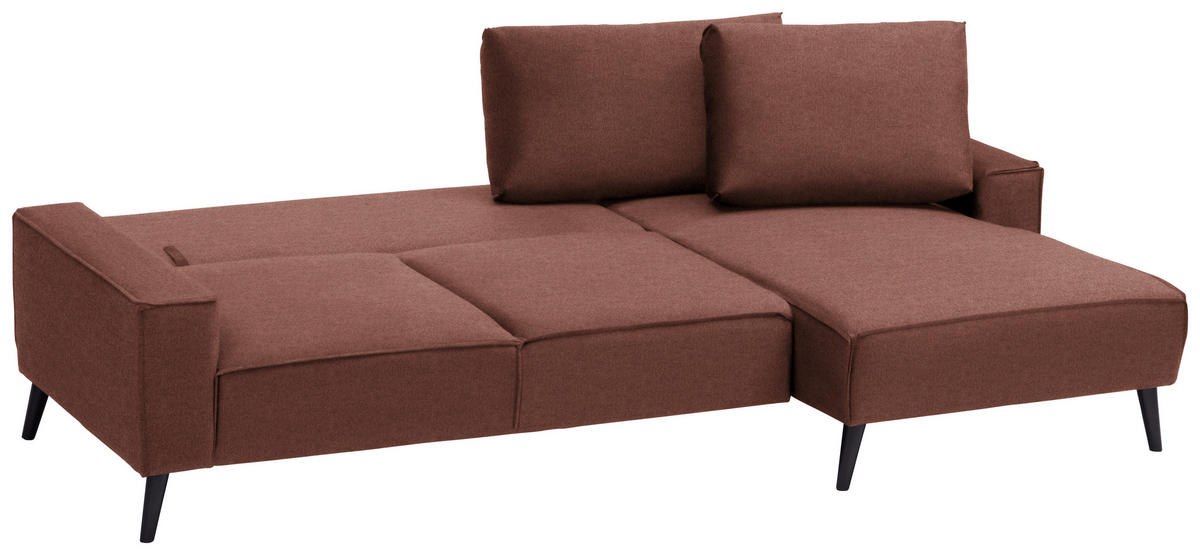 ECKSOFA in Velours Rostfarben  - Rostfarben/Schwarz, Basics, Holz/Textil (260/161cm) - Carryhome