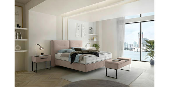 BOXSPRINGBETT 160/200 cm,  in Creme, Matratze, H2 + H2 = mittel  - Creme/Schwarz, Design, Kunststoff/Textil (160/200cm) - Dieter Knoll
