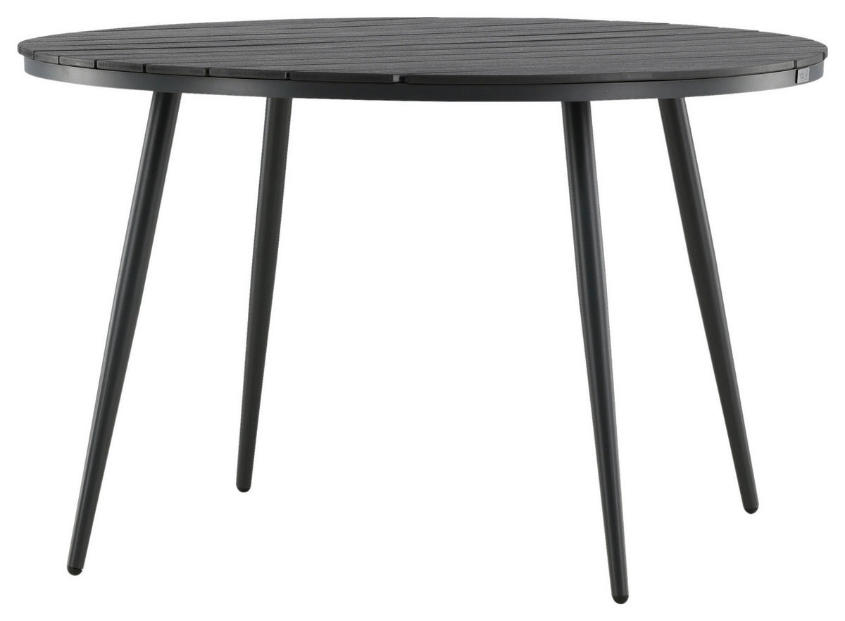 GARTENTISCH Metall, Kunststoff Schwarz rund  - Schwarz, KONVENTIONELL, Kunststoff/Metall (120/74cm) - Gardenson