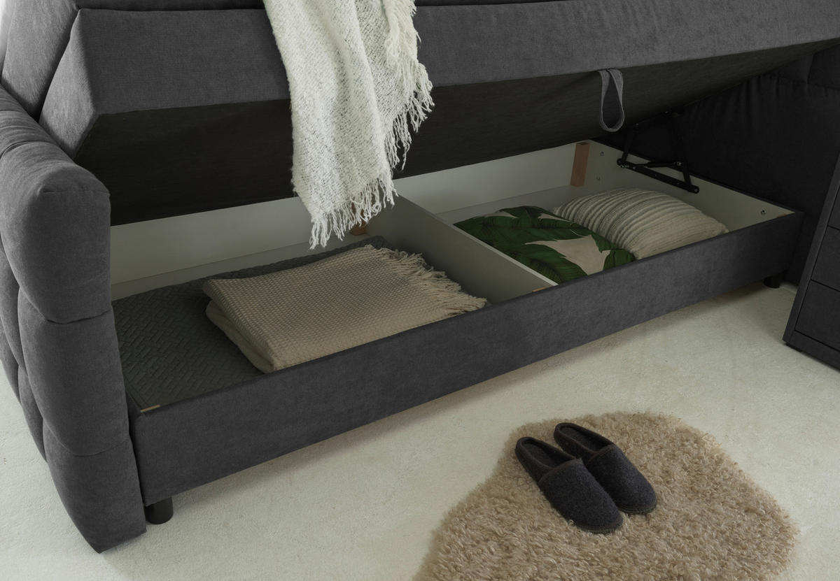 BOXSPRINGBETT 180/200 cm  in Anthrazit  - Anthrazit/Schwarz, Modern, Holzwerkstoff/Kunststoff (180/200cm) - MID.YOU
