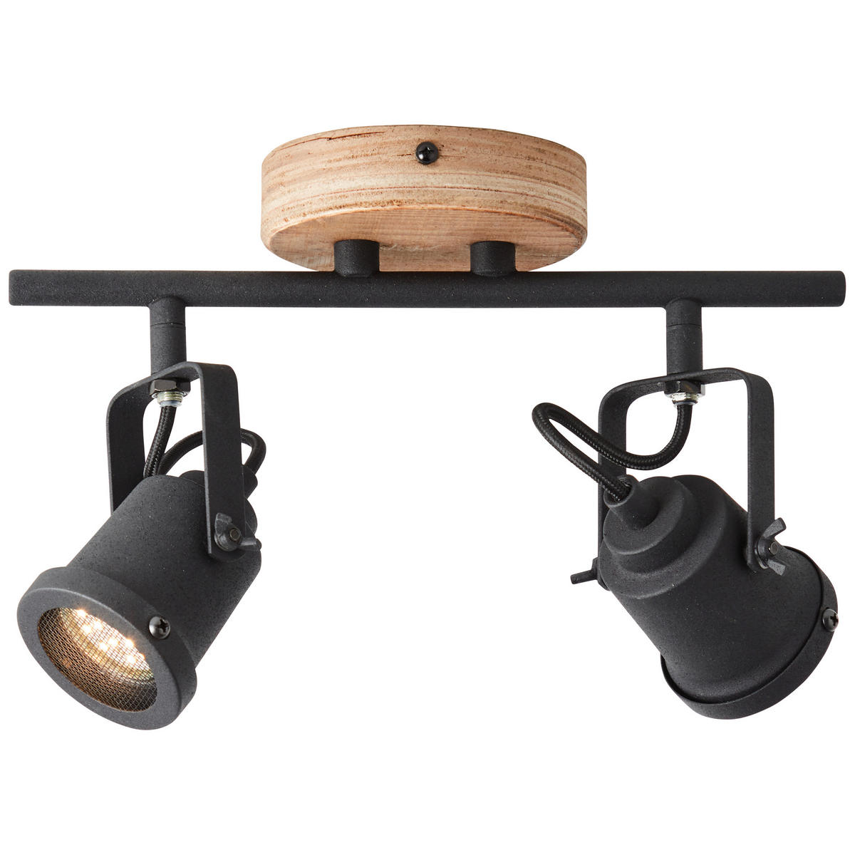 DECKENLEUCHTE    30/17,5/12 cm  - Schwarz/Braun, Natur, Holz/Metall (30/17,5/12cm) - Brilliant