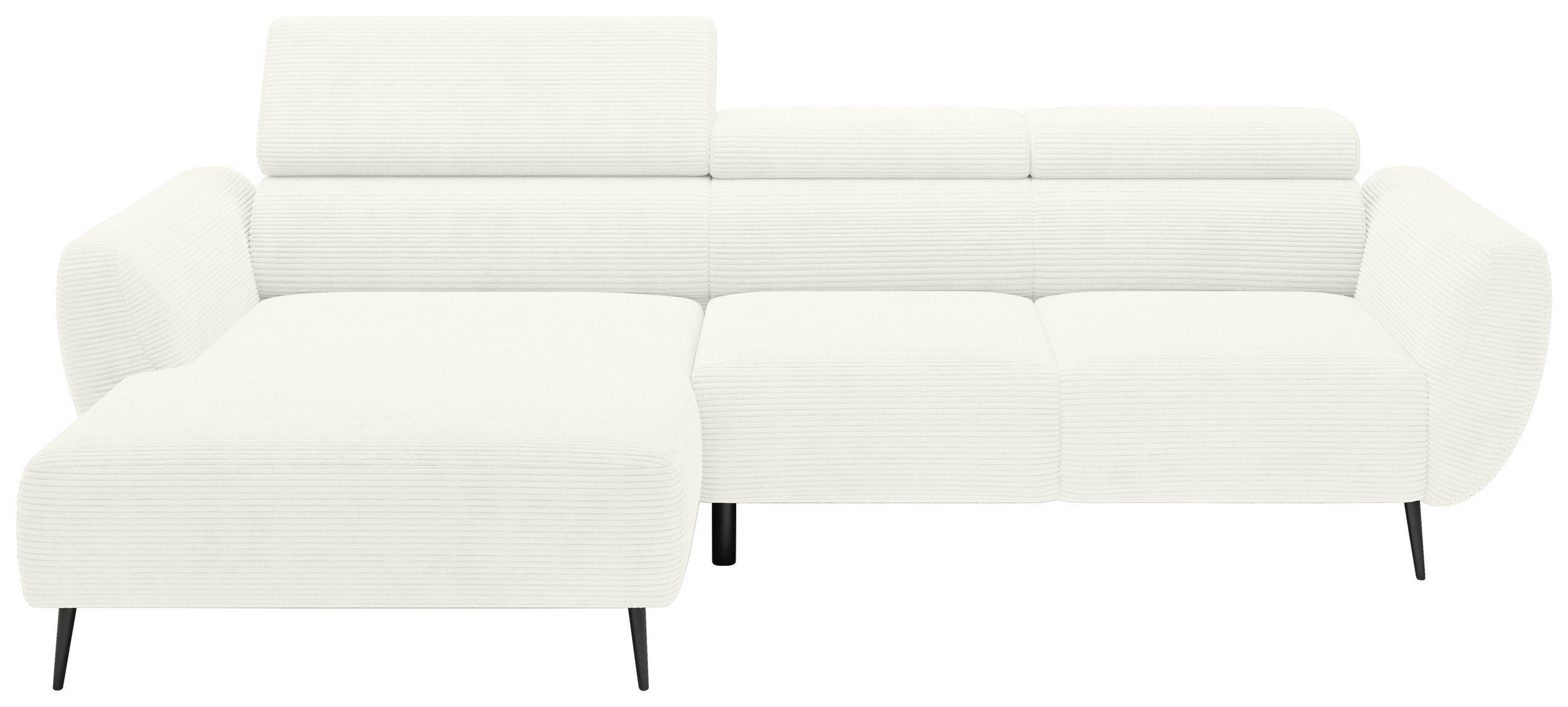 ECKSOFA in Cord Creme  174/277 cm  - Creme/Schwarz, KONVENTIONELL, Textil/Metall (174/277cm) - Carryhome