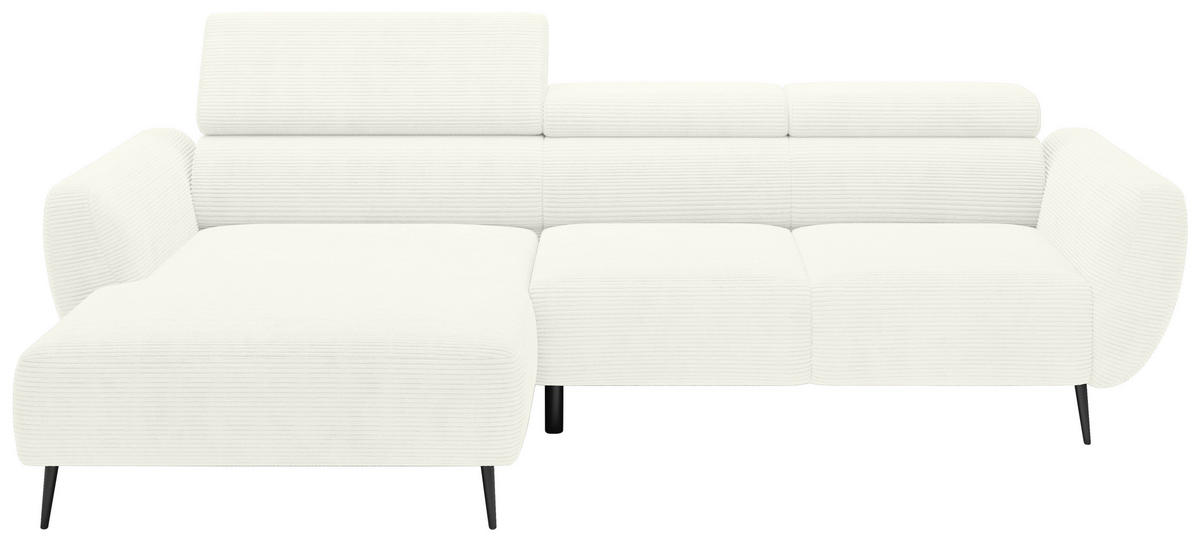 ECKSOFA in Cord Creme  174/277 cm  - Creme/Schwarz, KONVENTIONELL, Textil/Metall (174/277cm) - Carryhome