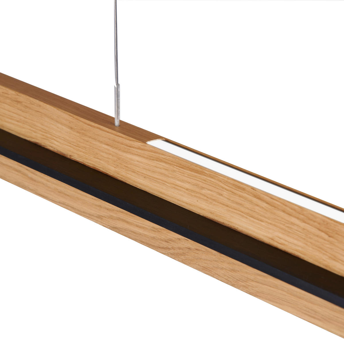 LED-HÄNGELEUCHTE Pendelleuchte Kreuzoptik Eiche massiv/Schwarz matt 148/6/6,5 cm   - Wildeiche, Natur, Holz (148/6/6,5cm) - Ambiente