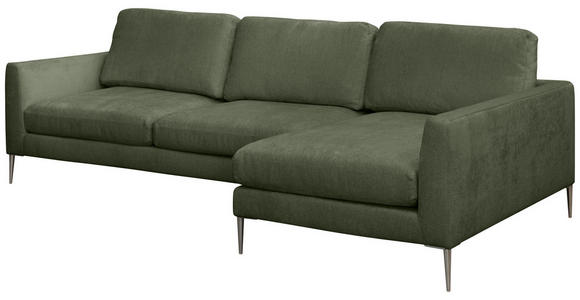 ECKSOFA Grün Chenille Rückenkissen, Rücken echt  - Silberfarben/Grün, KONVENTIONELL, Textil/Metall (284/143cm) - Carryhome