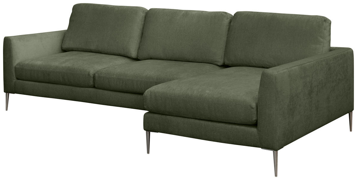 ECKSOFA Grün Chenille  - Silberfarben/Grün, KONVENTIONELL, Textil/Metall (284/143cm) - Carryhome