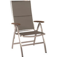 GARTENKLAPPSESSEL Edelstahl Taupe, Edelstahlfarben, Teakfarben  - Taupe/Edelstahlfarben, Basics, Holz/Textil (60/110/69cm) - Stern