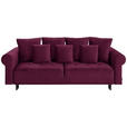 BIGSOFA in Samt Dunkelrot  - Schwarz/Dunkelrot, Design, Holz/Textil (248/96/95cm) - Carryhome