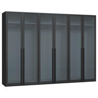 DREHTÜRENSCHRANK 303/220/59 cm,  in Schwarz, 6-türig  - Schwarz, Design, Glas/Holzwerkstoff (303/220/59cm) - Jutzler