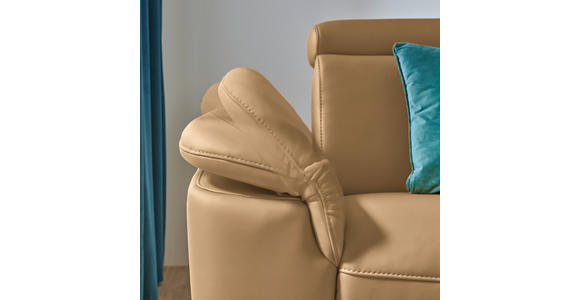 ECKSOFA in Echtleder Honig  285/239 cm  - Schwarz/Honig, Design, Leder/Metall (285/239cm) - Cantus