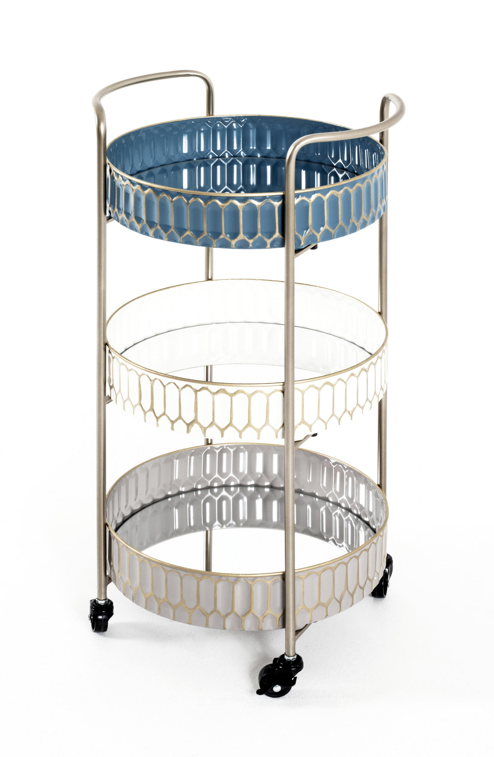 SERVIERWAGEN Creme, Taupe, Goldfarben, Petrol - Taupe/Goldfarben, Design, Kunststoff/Metall (40/77/36cm)