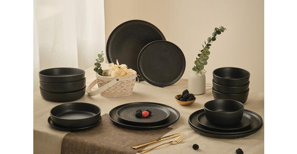 KOMBISERVICE Mika black 16-teilig  - Schwarz, Trend, Keramik - Novel