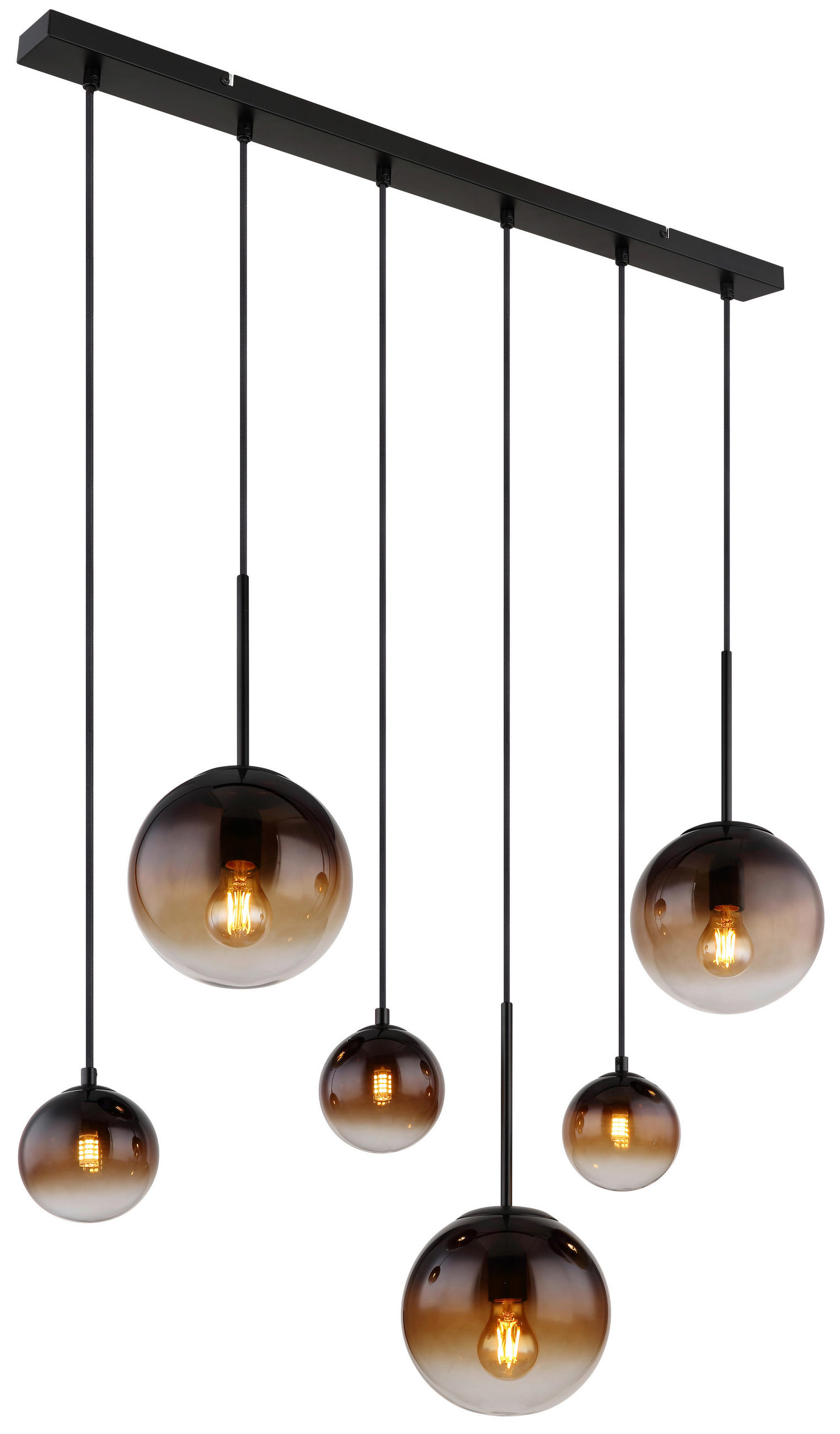 HÄNGELEUCHTE 91/20/117 cm   - Klar/Schwarz, Design, Glas/Metall (91/20/117cm) - Globo