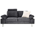 2-SITZER-SOFA Mikrofaser Grau  - Chromfarben/Beige, Design, Textil/Metall (194/86/97cm) - Hom`in