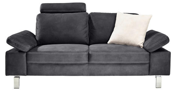 2-SITZER-SOFA Mikrofaser Grau  - Chromfarben/Beige, Design, Textil/Metall (194/86/97cm) - Hom`in