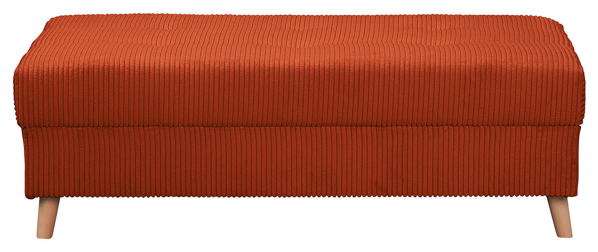 ECKSOFA inkl. Hocker Ariella in Cord Rostfarben  231/161 cm  - Rostfarben/Naturfarben, Design, Holz/Textil (231/161cm) - Livetastic