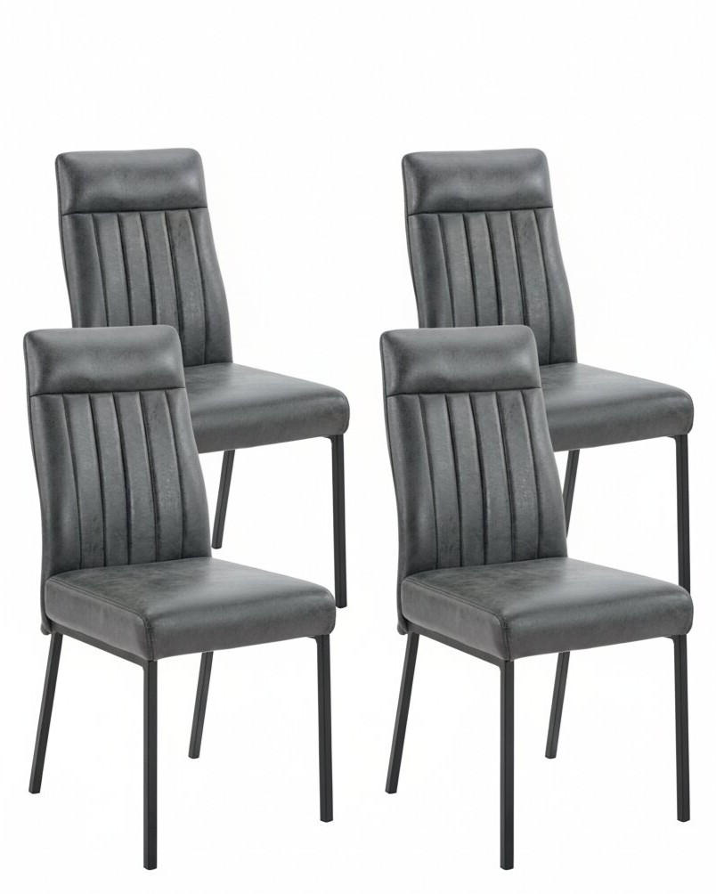 STUHL-SET 4 Stück  in Stahl Mikrofaser  - Anthrazit/Schwarz, MODERN, Textil/Metall (44/96/62cm) - MID.YOU