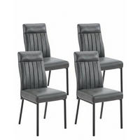 STUHL-SET 4 Stück  in Stahl Mikrofaser  - Anthrazit/Schwarz, MODERN, Textil/Metall (44/96/62cm) - MID.YOU