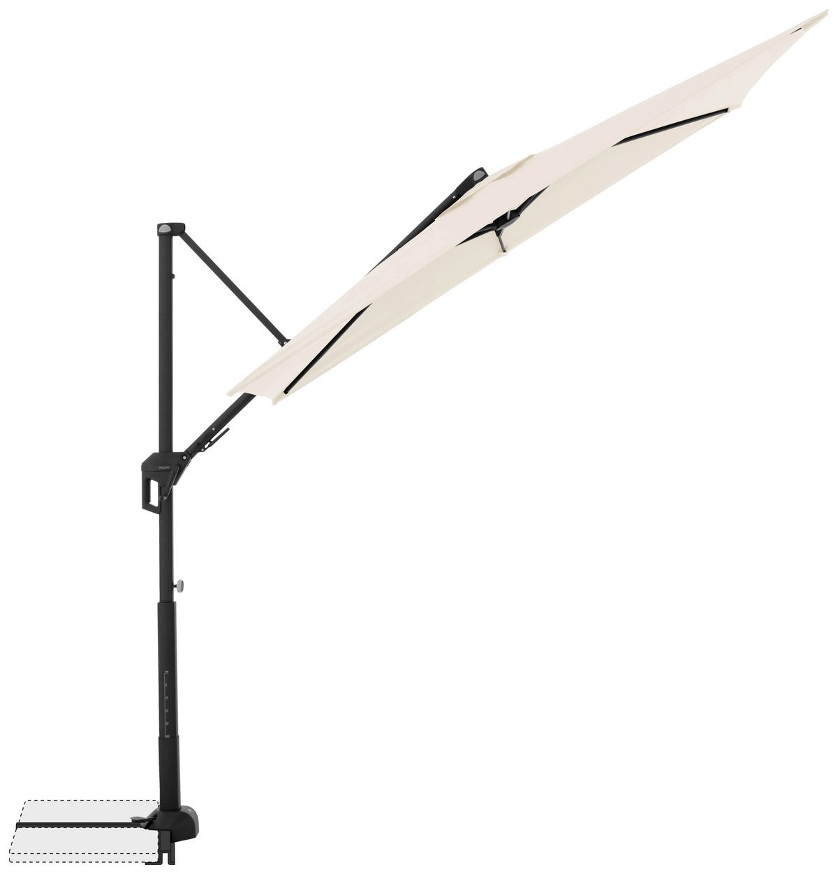 KONZOLNI SENČNIK - črna/naravne barve, Basics, kovina/tekstil (240/135cm) - Doppler