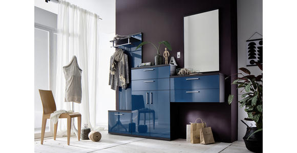 GARDEROBE 5-teilig in 222/201/35 cm - Anthrazit/Petrol, Design, Glas/Holzwerkstoff (222/201/35cm) - Moderano