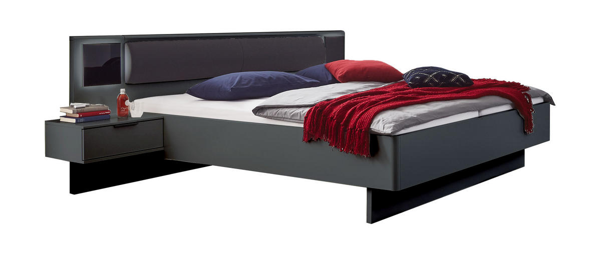 BETTANLAGE - Graphitfarben/Schwarz, Basics, Glas/Textil (160/200cm) - Ti'me
