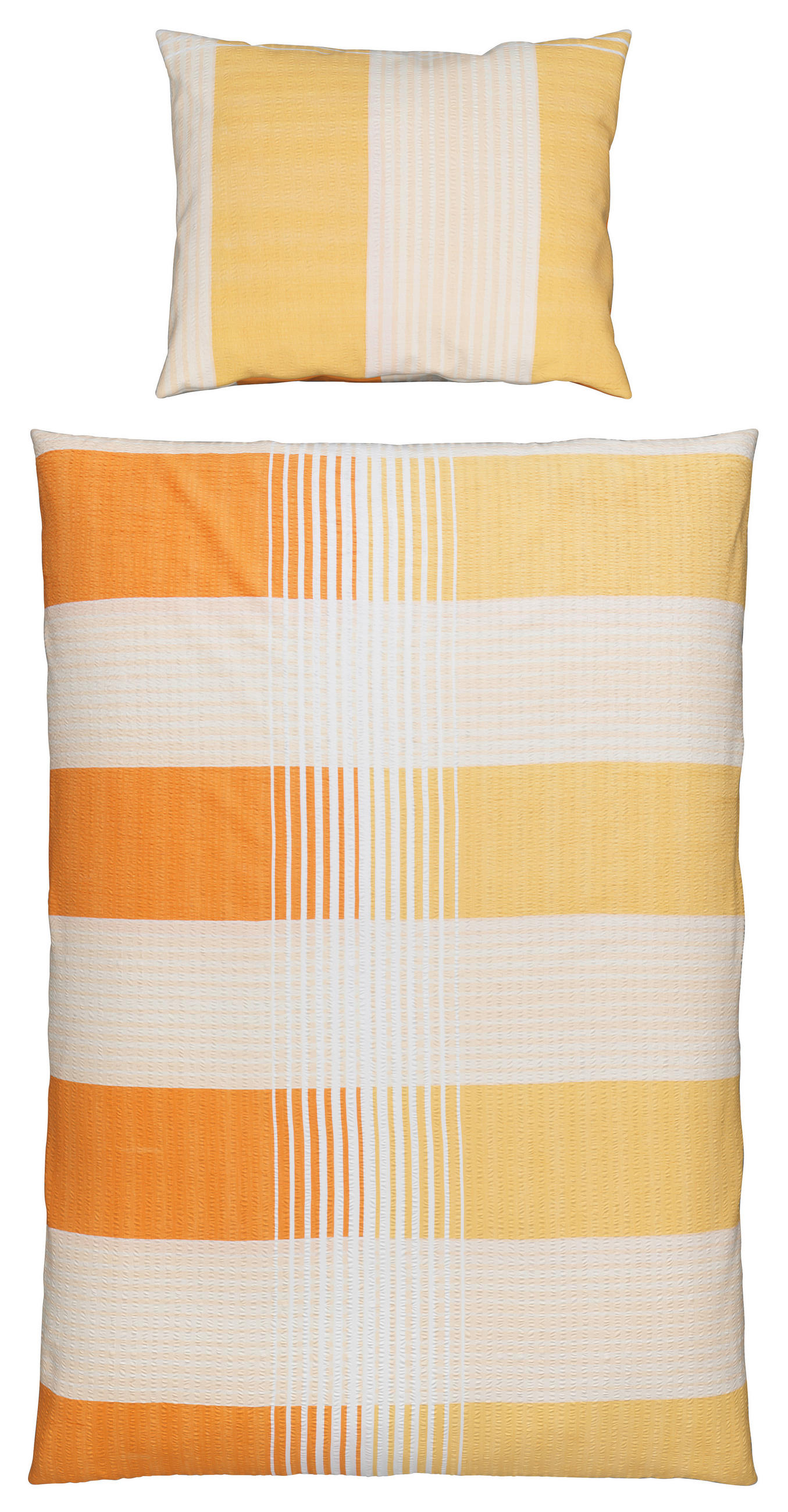 Seersucker Bettwäsche 140x200 cm Enja Baumwolle Rot/Orange