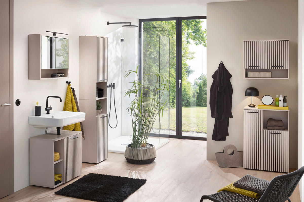 HÄNGESCHRANK 60/56/30 cm  - Kaschmir/Schwarz, Trend, Holzwerkstoff/Metall (60/56/30cm) - Respekta