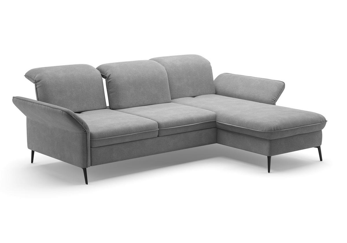 ECKSOFA in Flachgewebe Grau  - Schwarz/Grau, Konventionell, Textil/Metall (264/198cm) - Sit & More