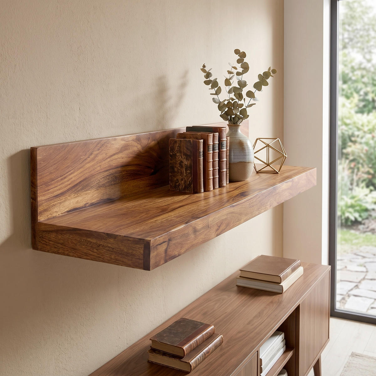 WANDBOARD Sheesham massiv Sheeshamfarben  - Sheeshamfarben, MODERN, Holz (160/17/24cm) - MID.YOU