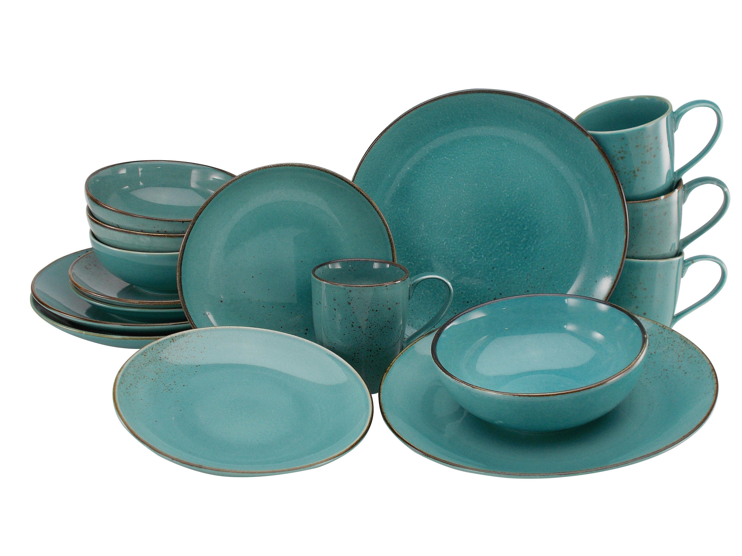 KOMPLETT SERVIS Nature Collection Water 16 delar  - blå, Basics, keramik - Creatable