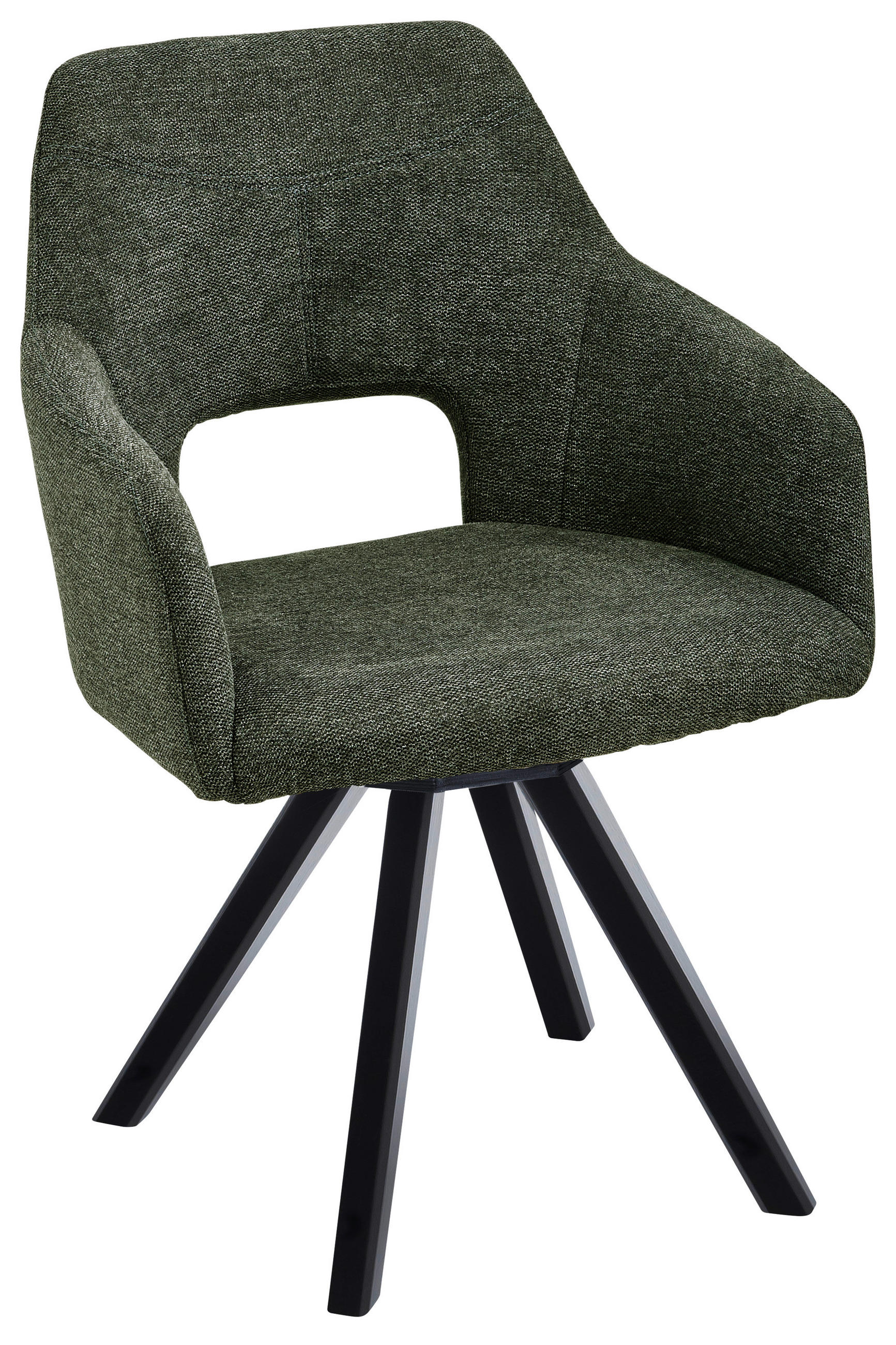 ARMLEHNSTUHL drehbar  in Mikrofaser  - Schwarz/Olivgrün, Design, Holz/Textil (57/84/57cm) - Voleo