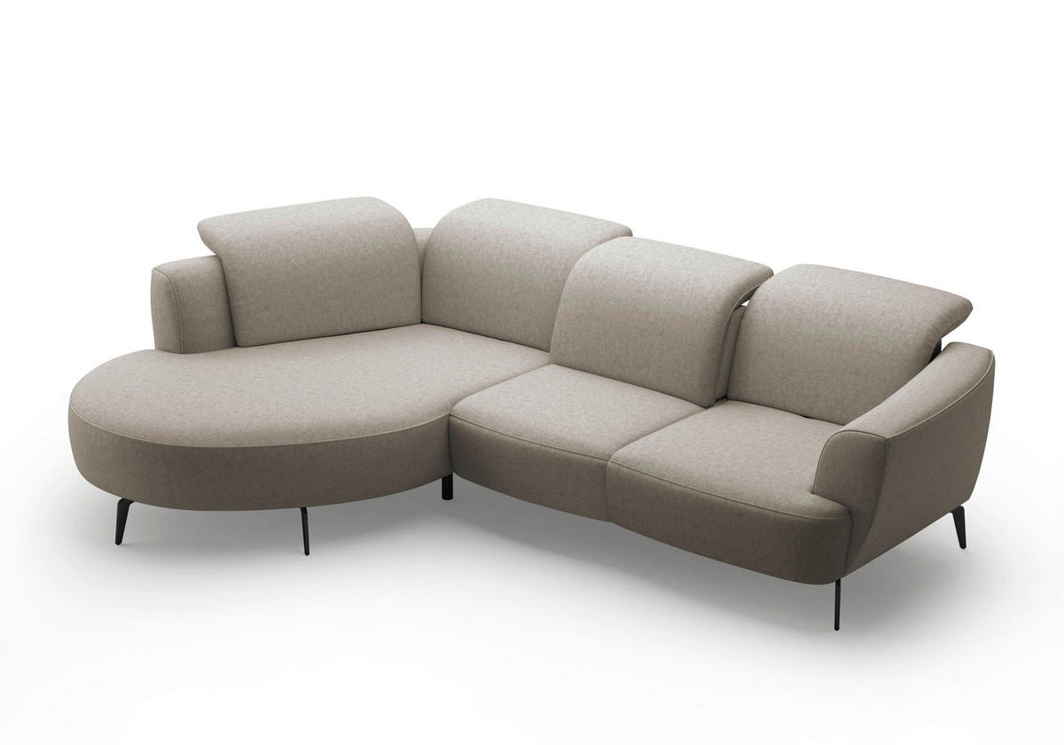 ECKSOFA in Flachgewebe Taupe  - Taupe/Schwarz, Konventionell, Textil/Metall (199/309cm) - Sit & More