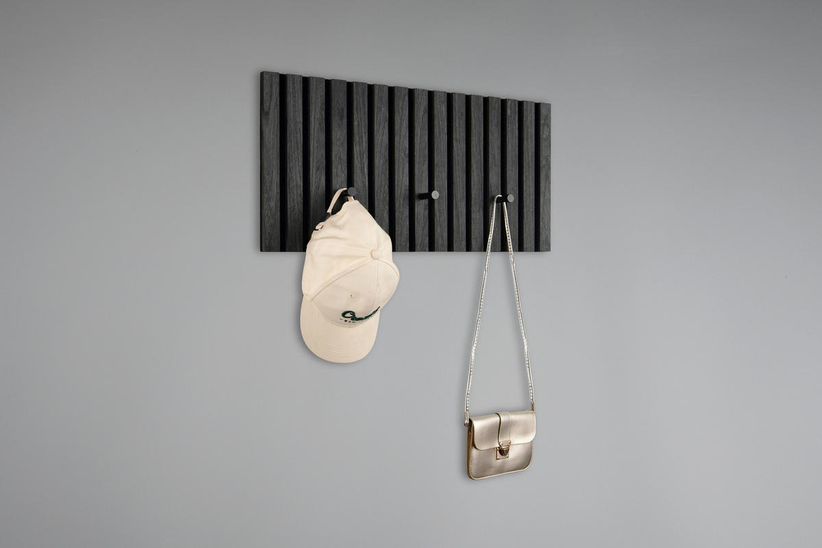 GARDEROBENPANEEL  in 60/30/7 cm  - Schwarz/Grau, MODERN, Holzwerkstoff/Textil (60/30/7cm) - Xora