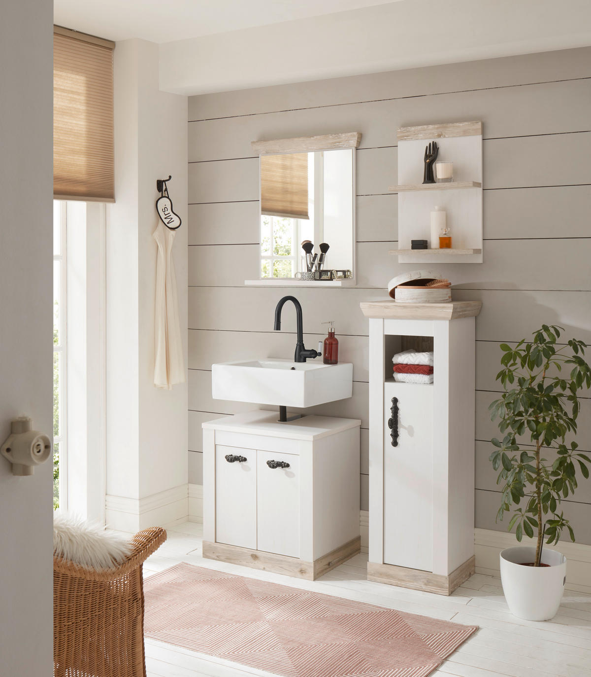 BADEZIMMER  in  - Schwarz/Pinienfarben, Design, Holzwerkstoff/Metall (122/200/46cm) - MID.YOU