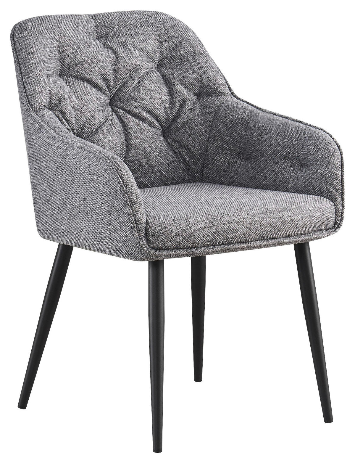 ARMLEHNSTUHL  in Eisen Webstoff  - Schwarz/Grau, Design, Textil/Metall (56/82/61,5cm) - Novel